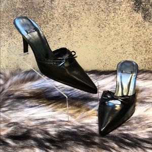 Stuart Weitzman Girlie Black Kid Mules